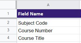 Curriculum Field Name on form template